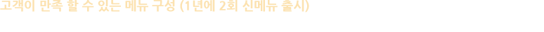 고객들이 가장 선호하는 메뉴들을 선정하여 도입 하였으며, 변화하는 고객들의 Needs를 만족시키기 위해 부단히 노력하고 있습니다.